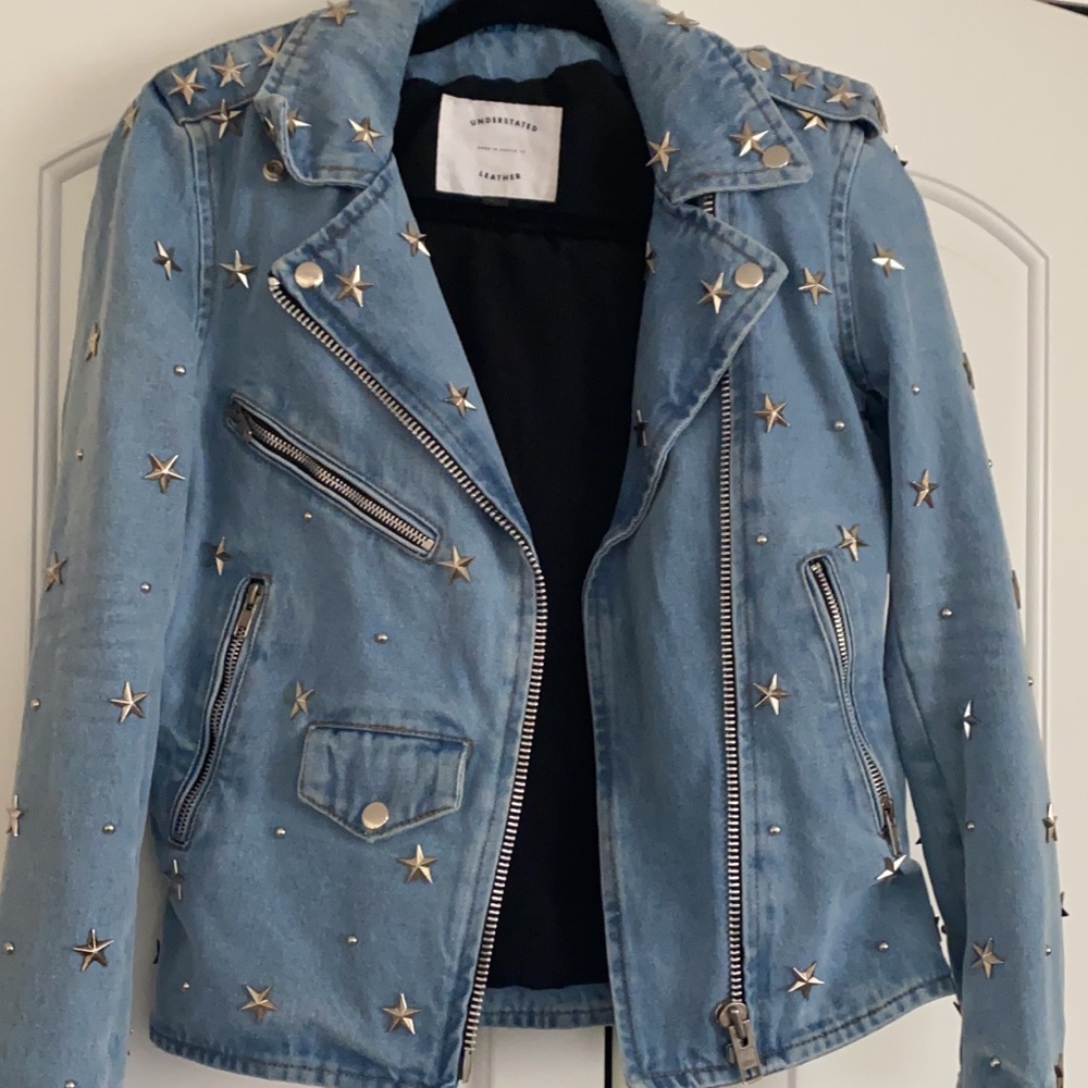 Free people star studded denim jacket